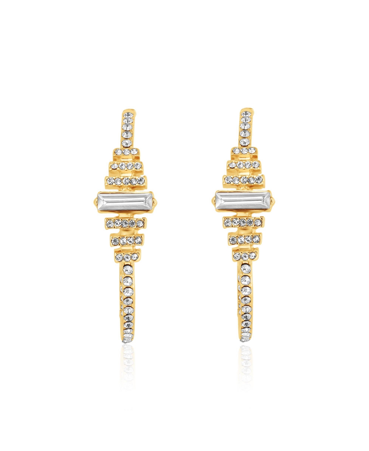 Bcbg Generation Crystal Baguette Hoop Earrings - Gold