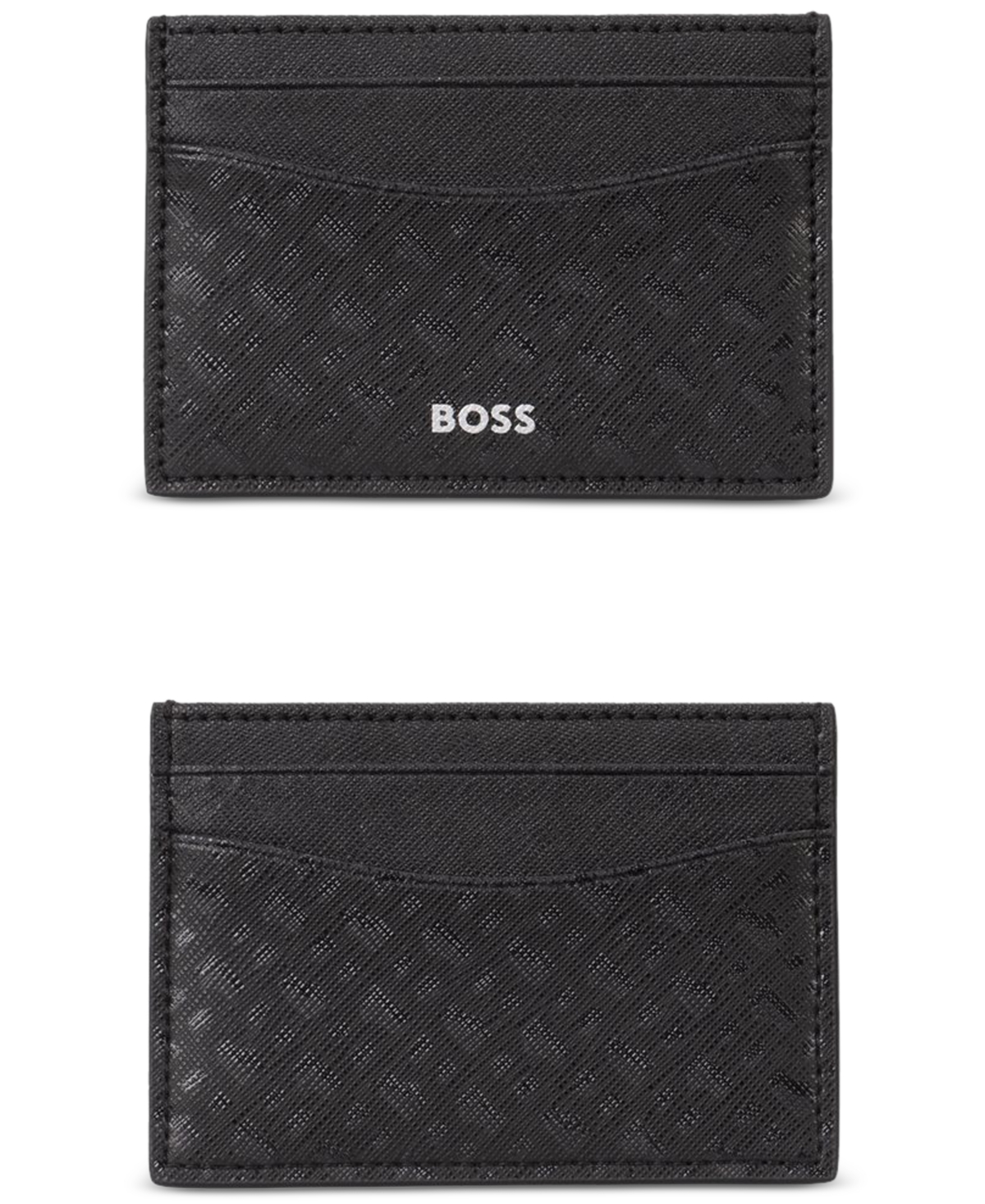 Hugo by Hugo Boss Men's Patterned Logo Card Case Wallet - Black