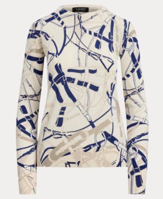 Women's Belting-Print Cotton-Blend Sweater