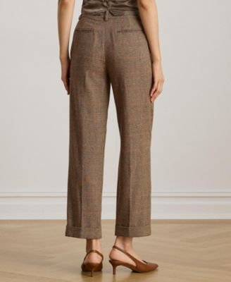 Women's Glen Plaid Pleated Cropped Pants