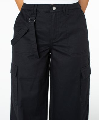 Juniors' Cargo Strap Wide-Leg Pants