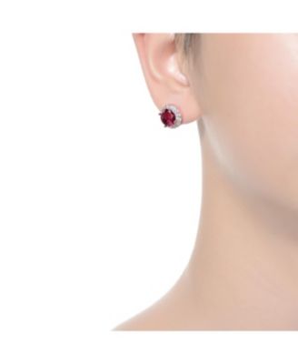 Round Shaped Stud Earrings with Colored Cubic Zirconia