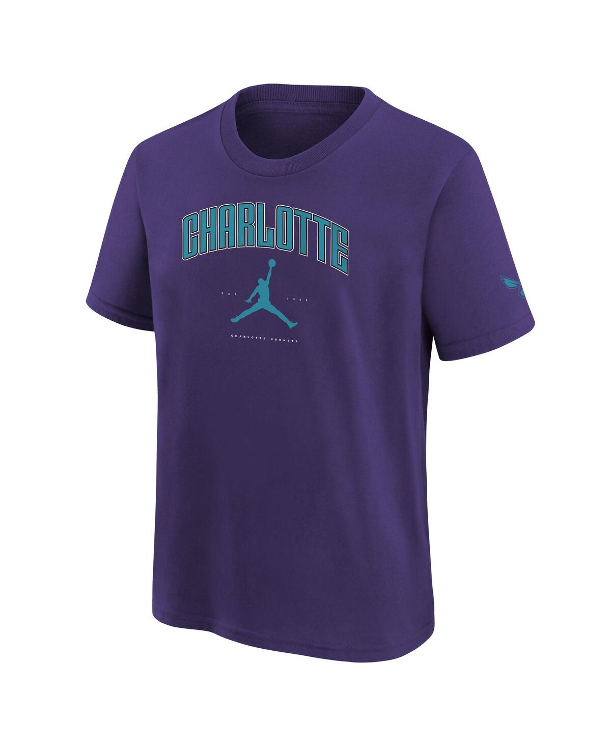 Jordan Big Boys And Girlsâ Purple Charlotte Hornets Essential Cities T-shirt In Purple