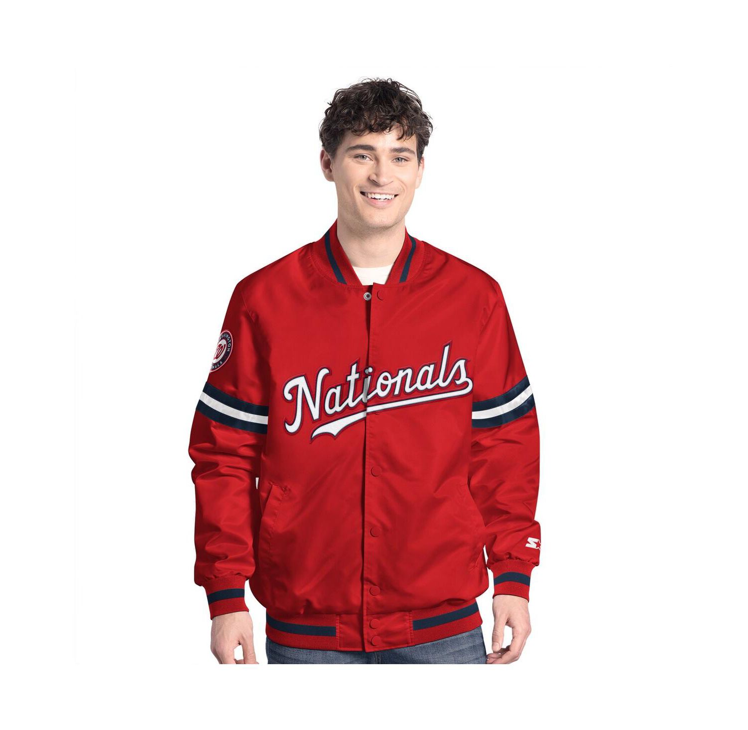 Men's Red Washington Nationals Scout Full-Snap Varsity Jacket