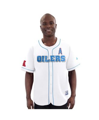 Starter - Men's White Houston Oilers Relay Vintage Full-Button Baseball Jersey