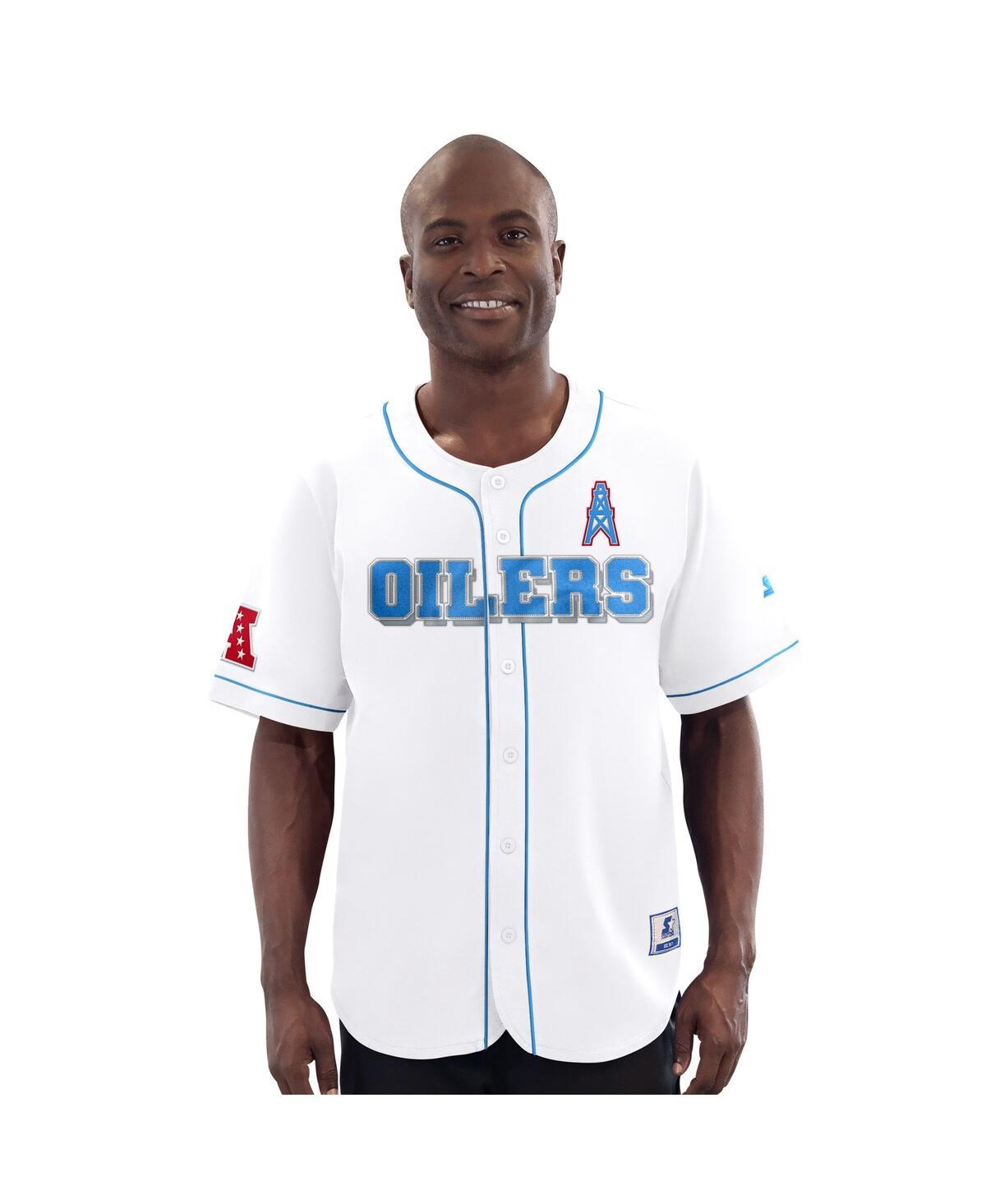 Men's White Houston Oilers Relay Vintage Full-Button Baseball Jersey - White