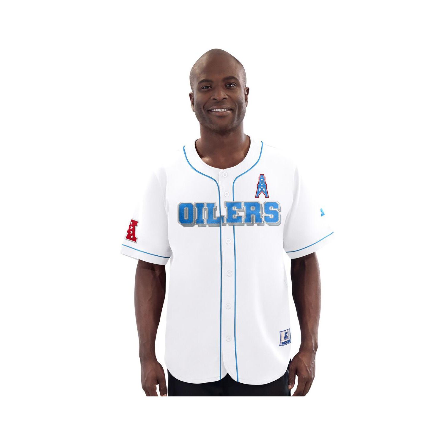 Men's White Houston Oilers Relay Vintage Full-Button Baseball Jersey