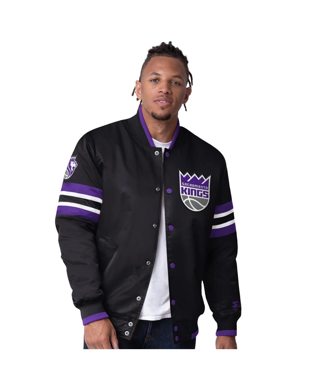 Men's Black Sacramento Kings Scout Varsity Satin Full-Snap Jacket - Black