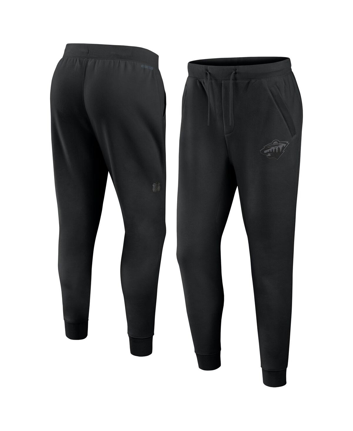 Men's Black Minnesota Wild Authentic Pro Road Fleece Sweatpants - Black