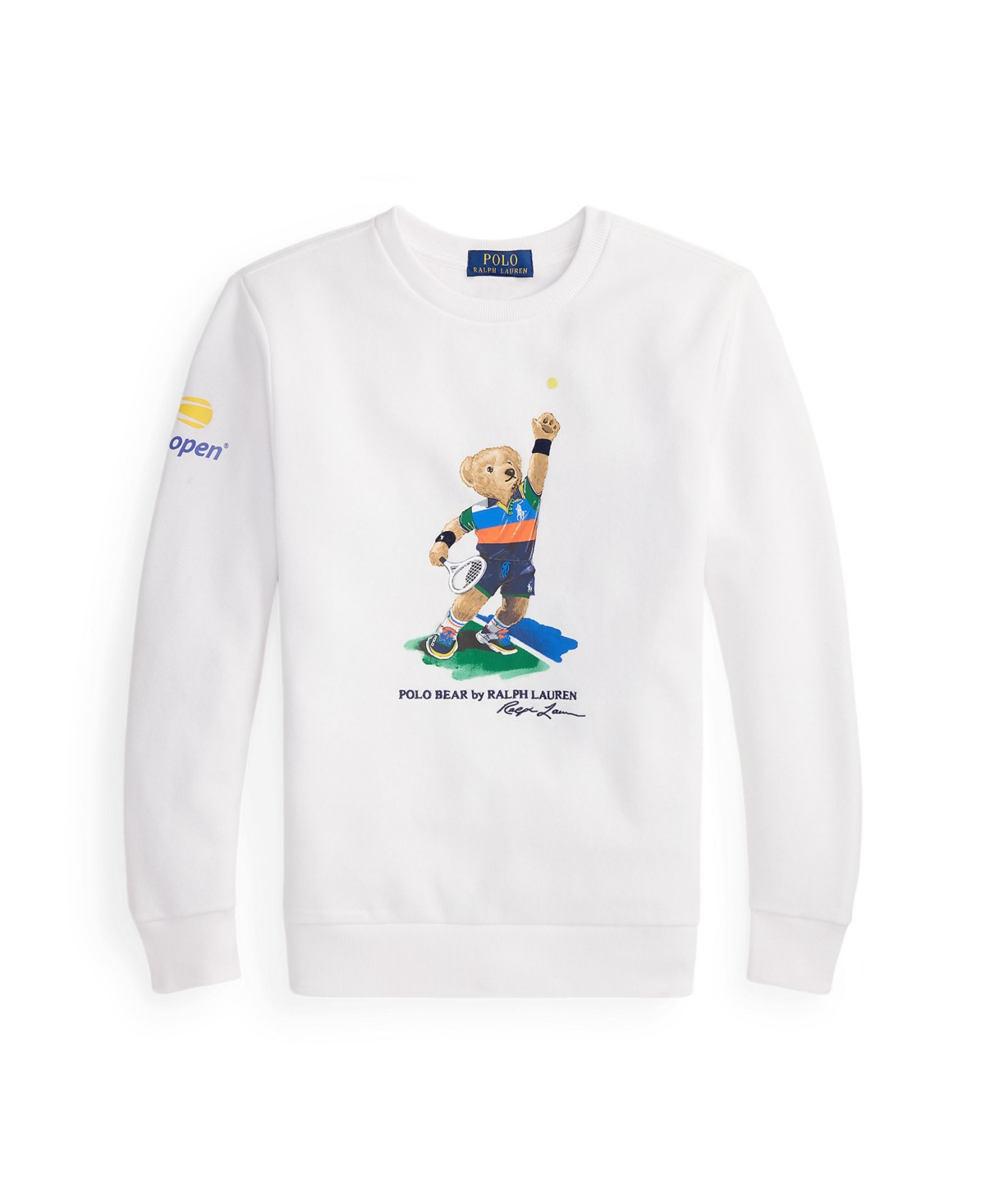 Polo Ralph Lauren Toddler And Little Boys Us Open Polo Bear Fleece Sweatshirt In White