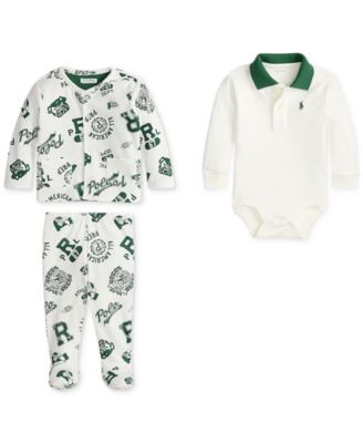 Baby Boys Reversible Jacket, Polo Bodysuit & Footed Pant Set