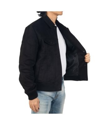 Men's Blake Suede Bomber Jacket – Lightweight Slim Fit Casual Softshell Coat with 5 Pockets