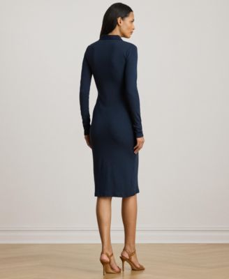 Women's Rib-Knit Cotton-Blend Polo Dress