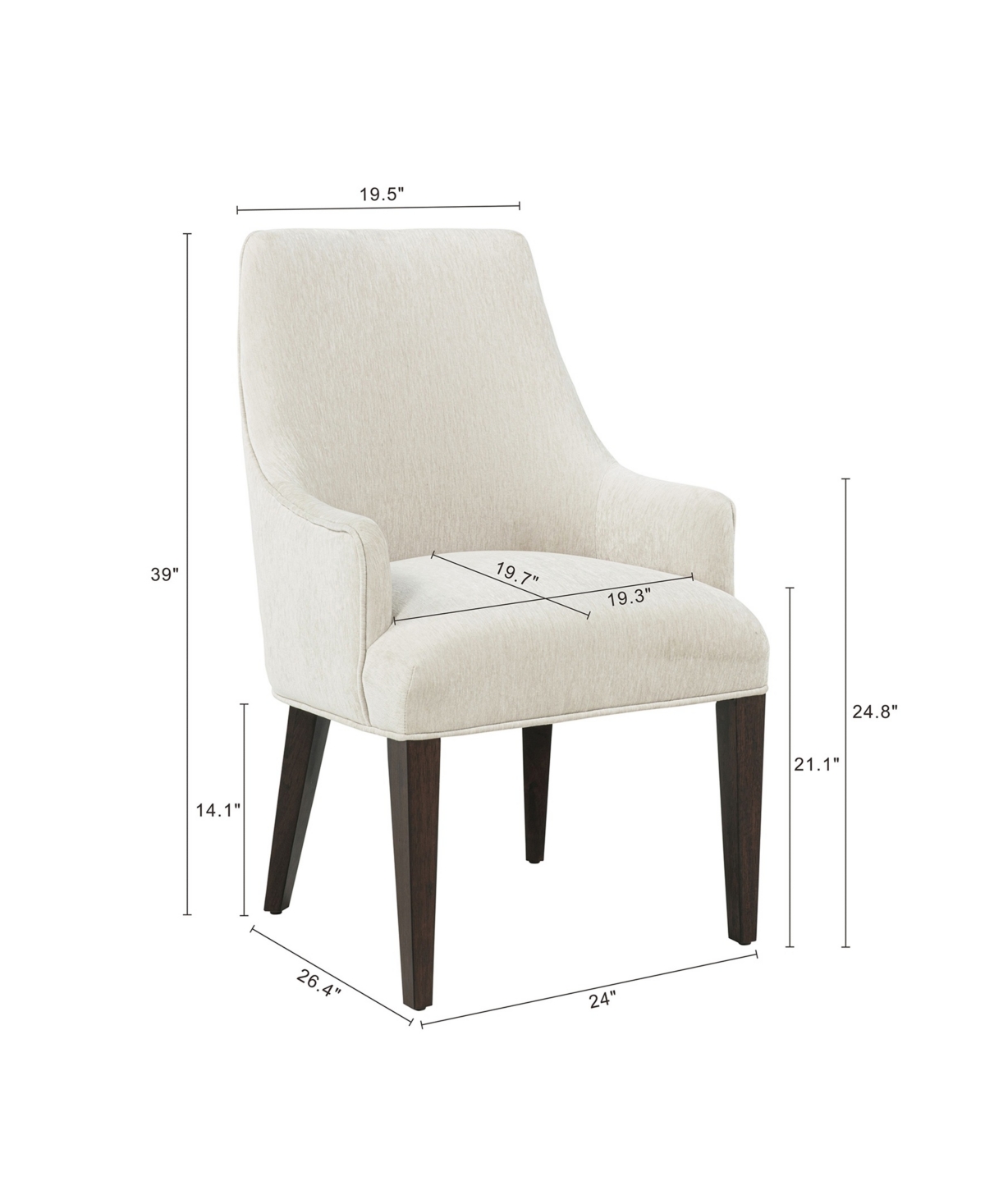 Manhattan Comfort 39" Beever Chenille Upholstered Dining Armchair In White