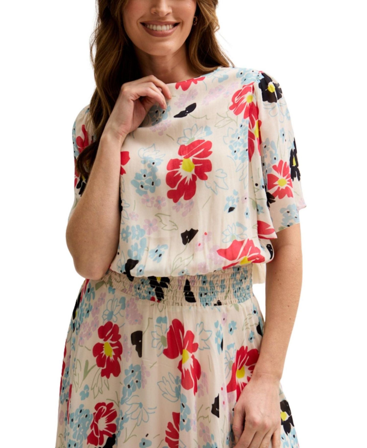 Women's Galaxy Cowl Neck Poppy Print Midi Dress