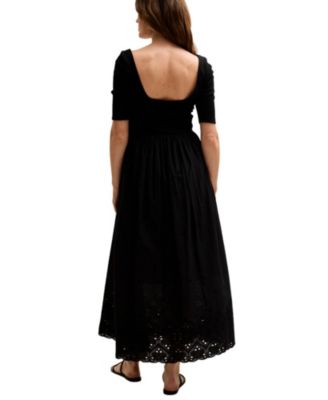 Women's Sydney Short Sleeve Jersey Bodice Embroidered Midi Dress