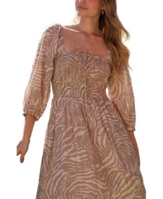 Women's Lauren Shirred Bodice Banana Print Maxi Dress