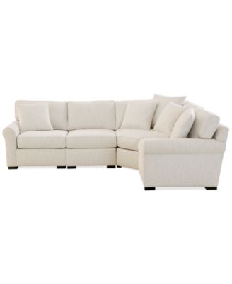Radley Roll Arm 115" 4-Pc. Fabric L Sectional with Wedge