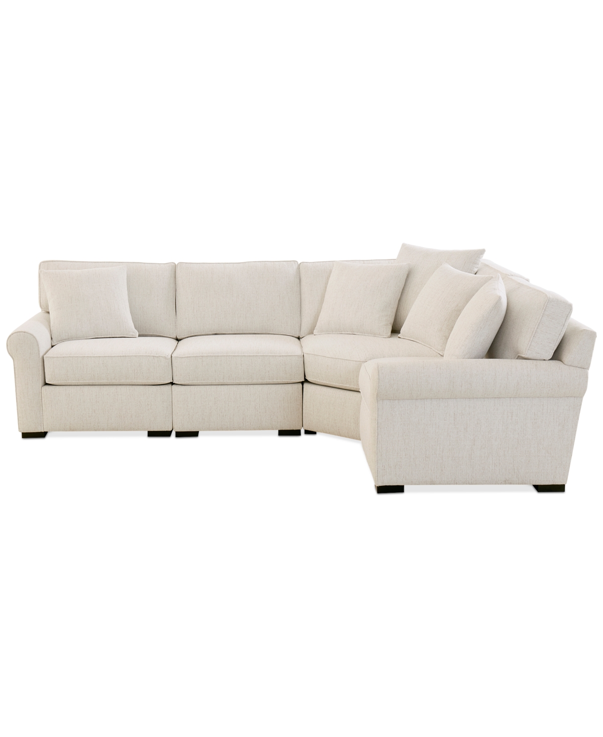 Macy's Radley Roll Arm 115" 4-pc. Fabric L Sectional With Wedge, Exclusively At  In Brown