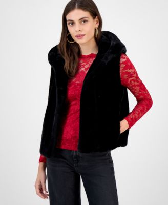 GUESS - Women's Sophy Faux-Fur Hooded Vest