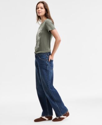 Women's Mid-Rise Barrel Wide-Leg Jeans