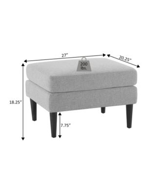 27" Faux Linen Marlow Mid Century Ottoman
