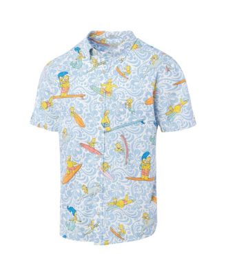 Men's Light Blue The Simpsons Cowabunga Tailored Button-Down Shirt