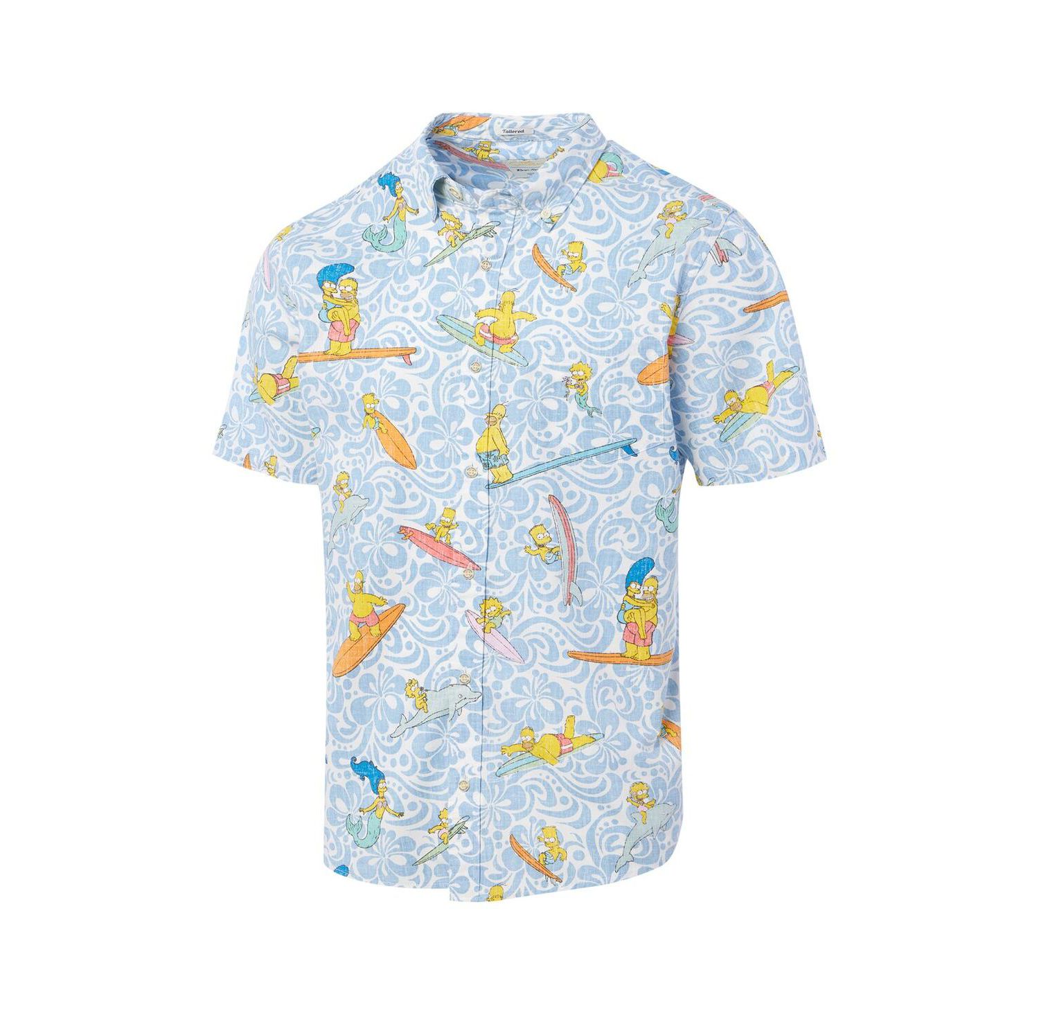 Men's Light Blue The Simpsons Cowabunga Tailored Button-Down Shirt
