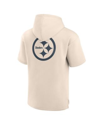 Men's Cream Pittsburgh Steelers Elements Future Ground Lettering Short Sleeve Pullover Hoodie