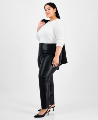 Trendy Plus Size Faux-Leather Leggings, Macy's Exclusive