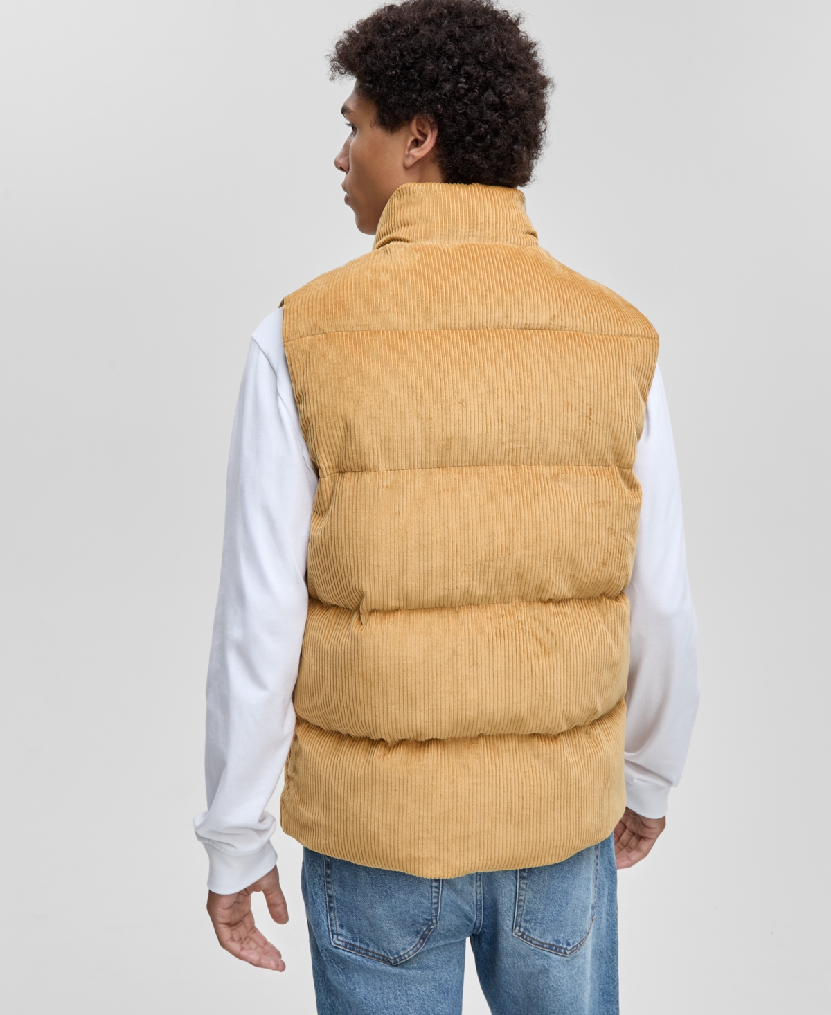 Mode Of One Men's Relaxed-fit Corduroy Puffer Vest, Macy's Exclusive In Orange