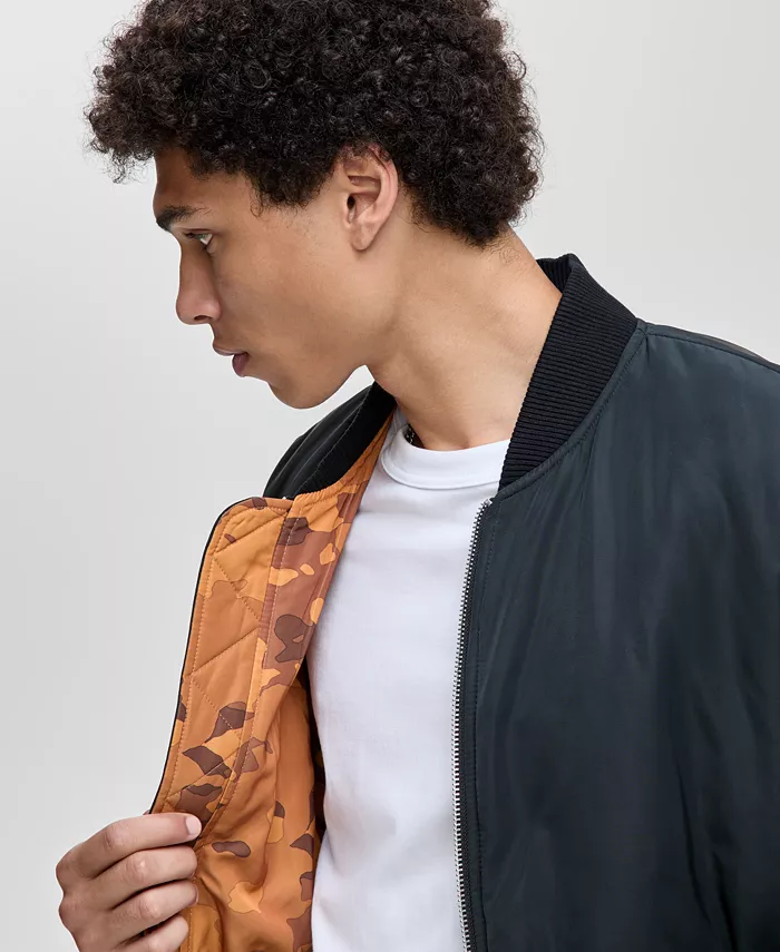 Men's Relaxed-Fit Reversible Bomber Jacket - thumbnail 6