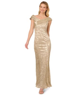 Adrianna Papell - Women's Foil-Leaf Mermaid Gown