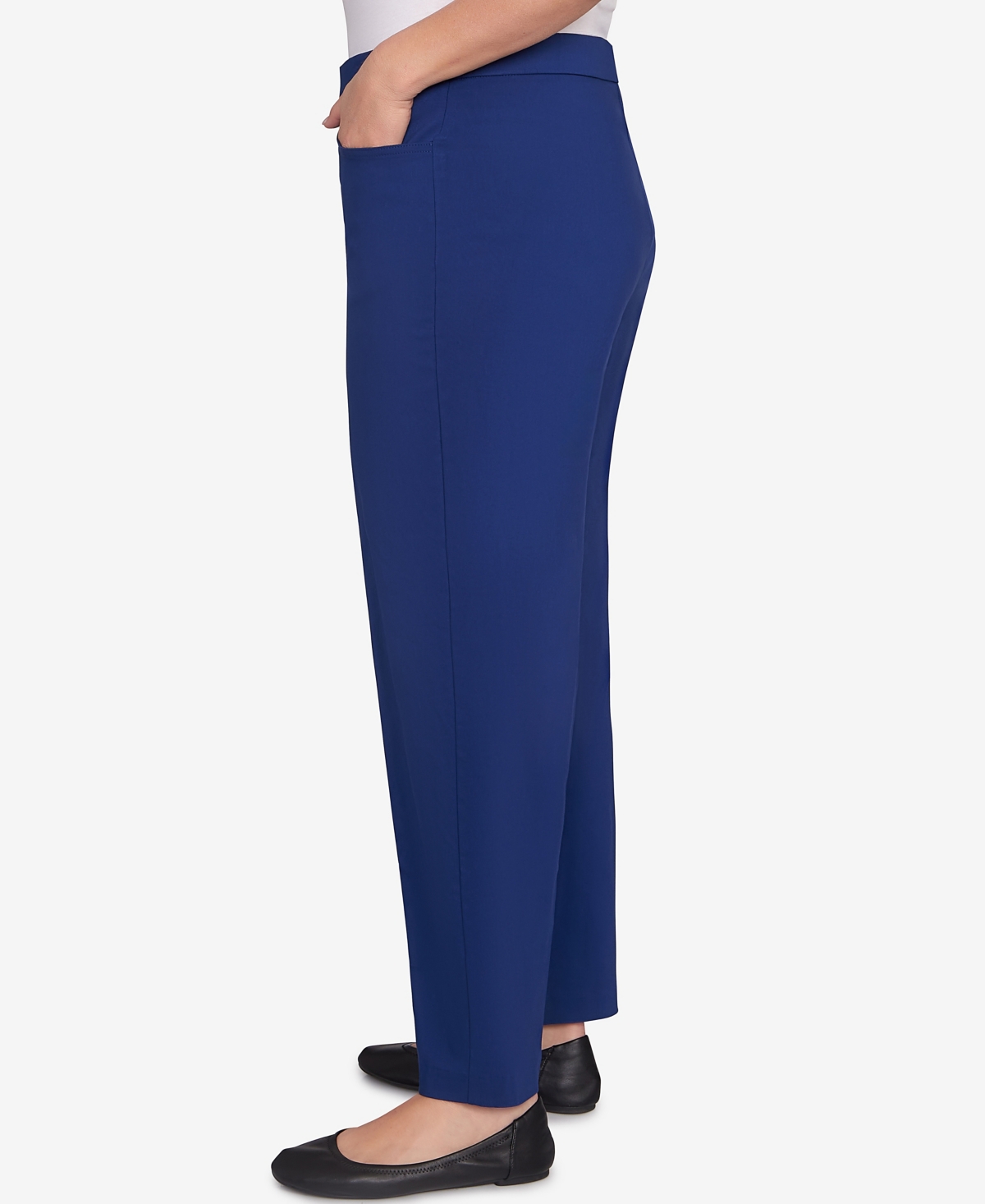 Alfred Dunner Plus Size Classic Allure Fitted Stretch Medium Length Pants In Blue