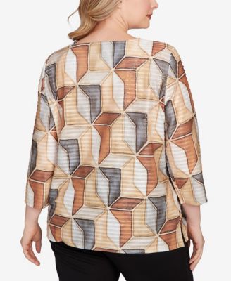 Plus Size Classic Stained Glass Square Neck Top