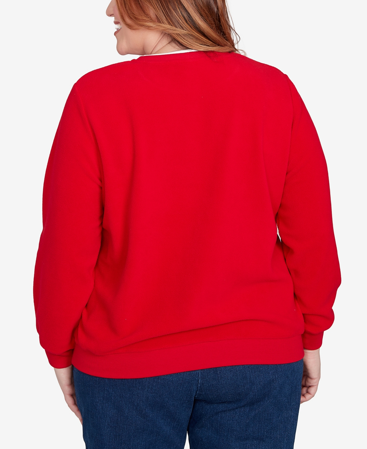 Alfred Dunner Plus Size Classic Embellished Neckline Anti-pill Sweater In Red