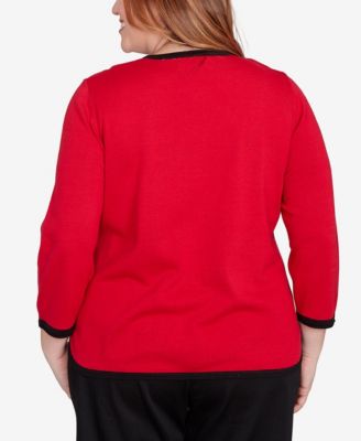 Plus Size Classic Colorblock Long Sleeve Sweater