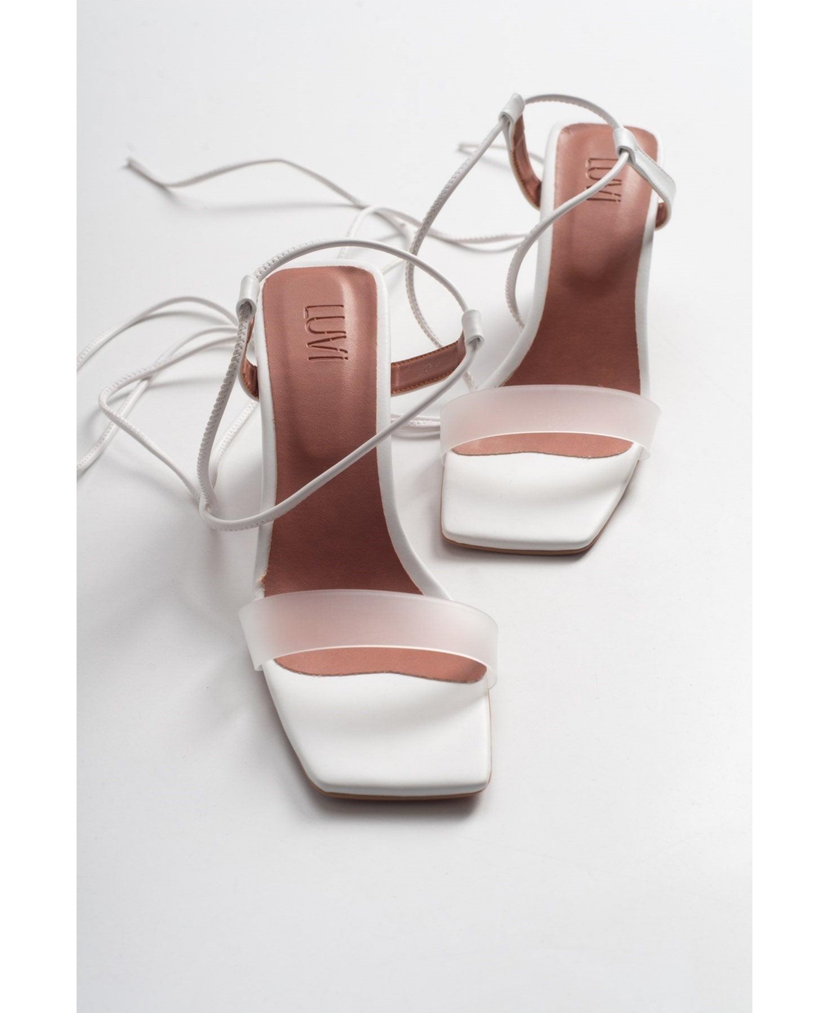 Rhea Block Heel Sandal (Women) - Orange faux leather