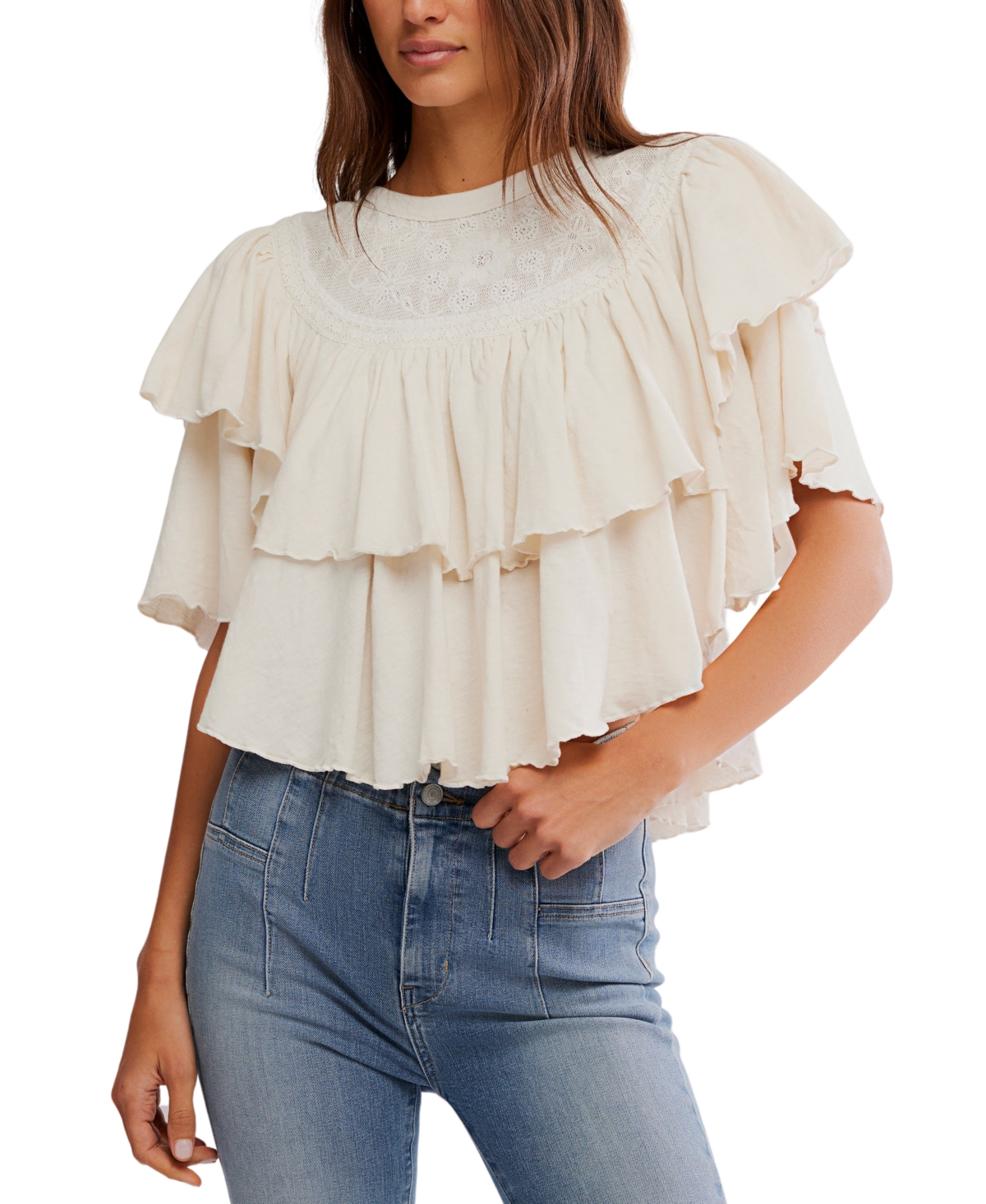 Free People Women's Rose Party Ruffled Cotton Top