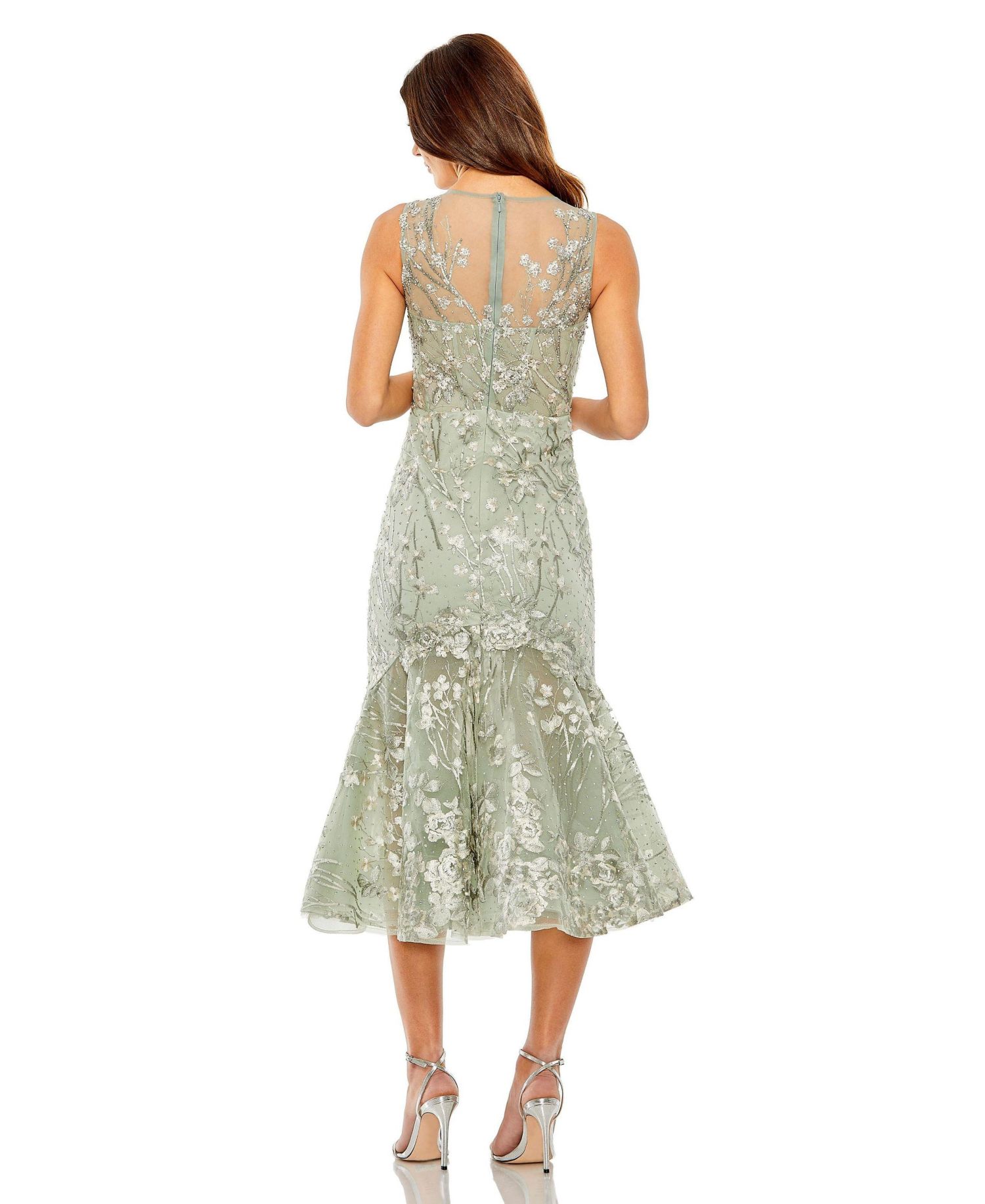 Women's Sleeveless Embroidered Detail Mermaid Dress