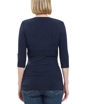 Maternity Striped Boat Neck Top
