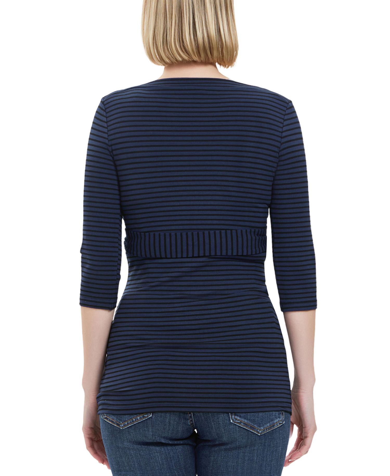 Maternity Striped Boat Neck Top