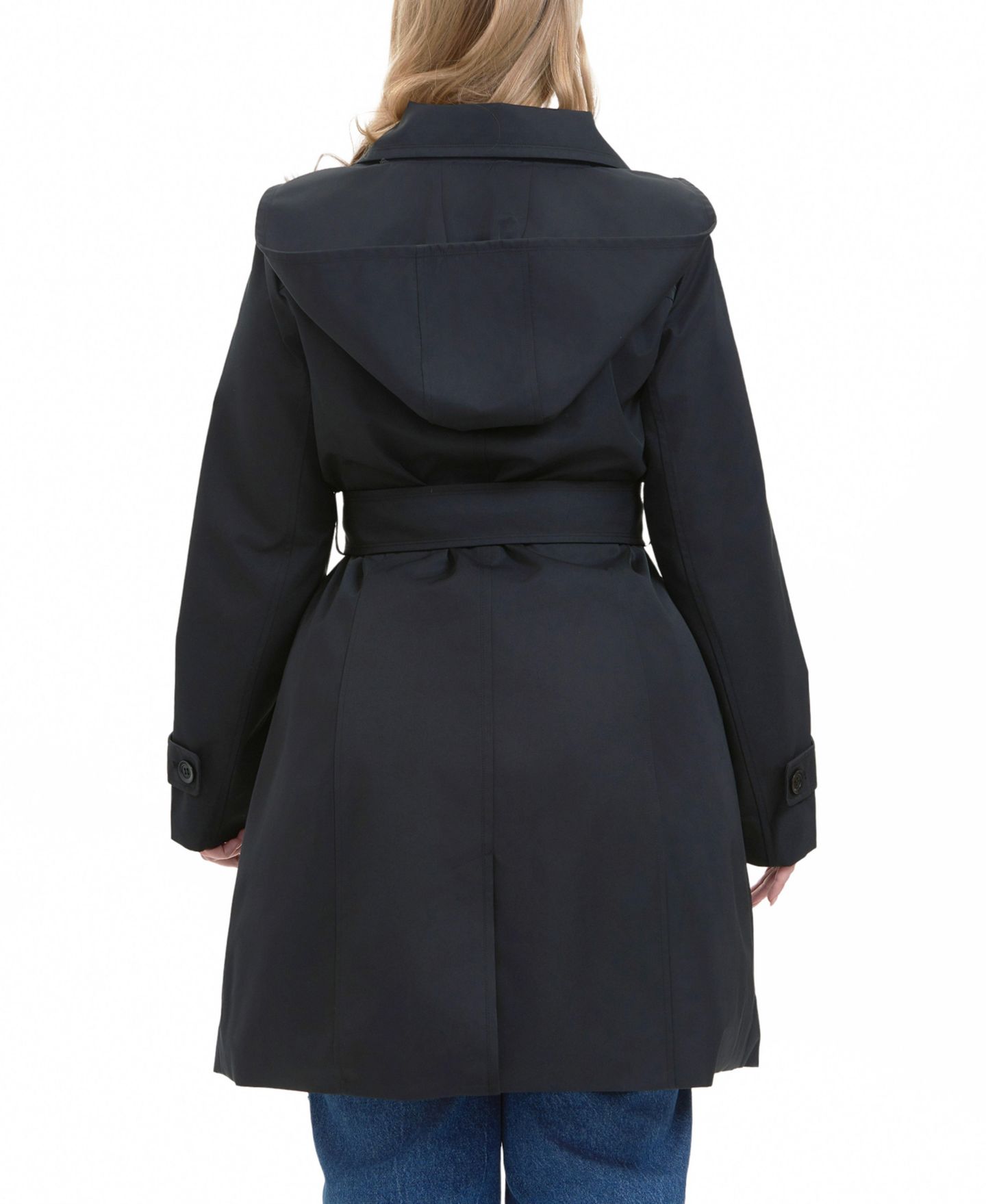 Женское пальто BGSD Plus Size Ivy Water Resistant Hooded Trench, цвет: Чёрный — фото 4