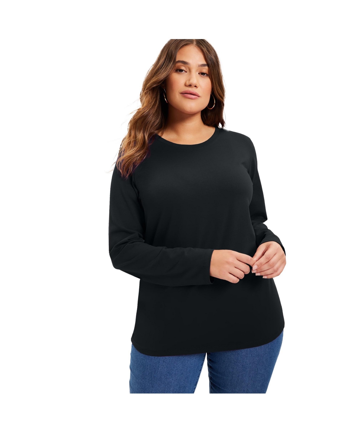 Women's June + Vie Long-Sleeve Crewneck One + Only Tee - Navy
