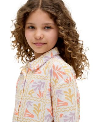 Little Girls Raffya Gilly Scalloped Edge Matisse Print Shirt