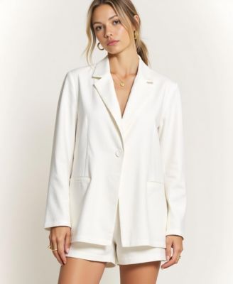 Women's Single Button Blazer and Elastic Waist Short Set
