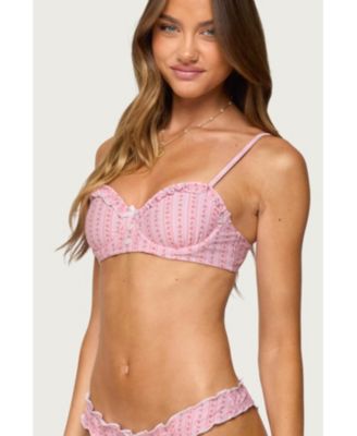Women's Pip Striped Ruffle Cupped Bikini Top