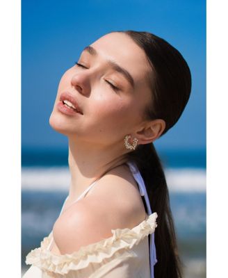 Crescent Baguette Cubic Zirconia Stud Earrings