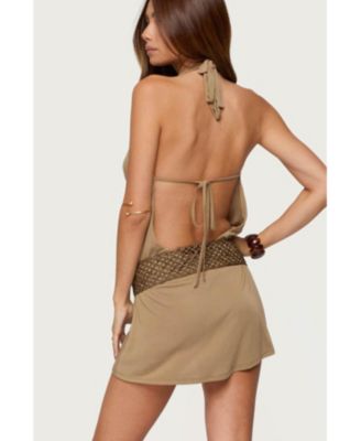 Women's Lukka Backless Halter Wrap Mini Dress