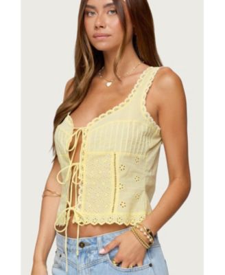 Women's Fiore Eyelet Tie Front Top